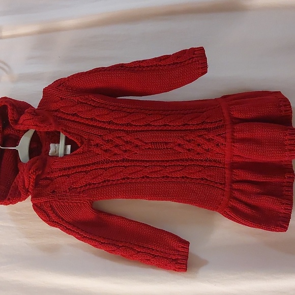 Baby Gap Red Hooded Sweater Dress.  Size 12-18 Mos - Picture 1 of 7